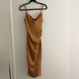 Ruched Polka Dot Slip Dress